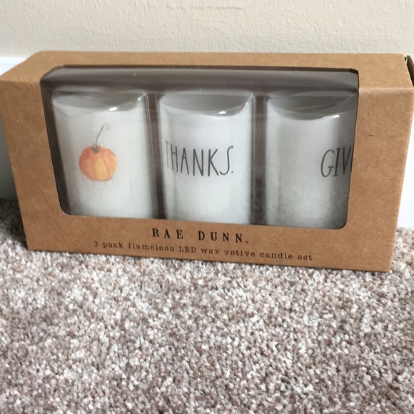 Rae Dunn-NWT-3 Pack of Thanksgiving Flameless LED Wax Votive Candles - Picture 3 of 5